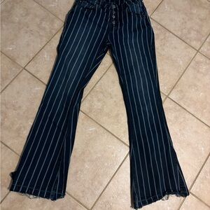 Rock & Roll Cowgirl High Rise Striped Navy Jeans OBO